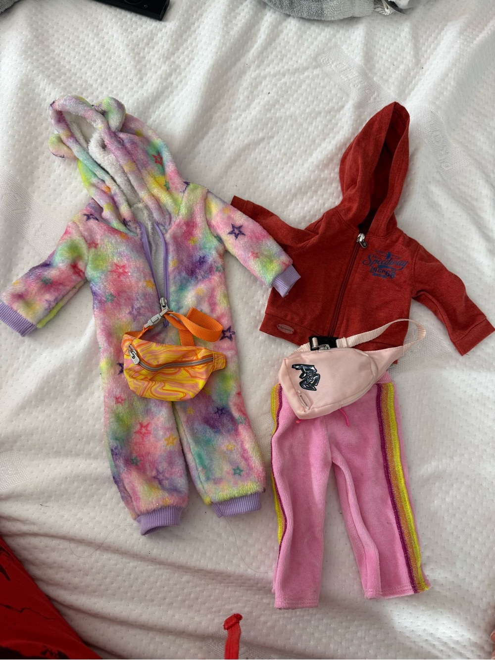 American Girl Pastel Rainbow Star Hooded Romper & Pink Outfit Set American doll